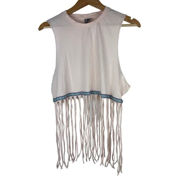 ASOS Women's M Pink Sleeveless Fringed Swing Crop Tank Top - Picture 1 of 6